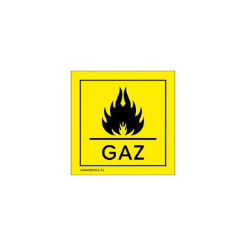 Gaz - tabliczka ostrzegawcza - wym. 90x90mm - PVC - kolorowy druk UV - BHP112