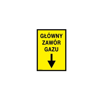 Główny zawór gazu - tabliczka lokalizacyjna dla gazociągu - wym. 140x200mm - PVC - kolorowy druk UV - BHP109