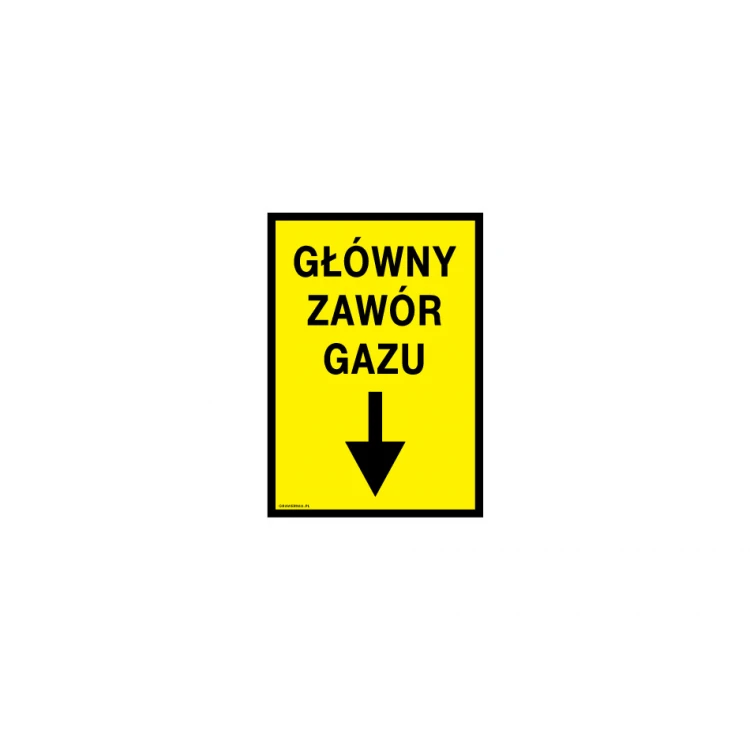 Główny zawór gazu - tabliczka lokalizacyjna dla gazociągu - wym. 140x200mm - PVC - kolorowy druk UV - BHP109