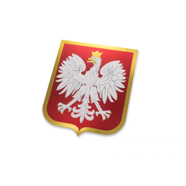 Godło Polski - złote aluminium z nadrukiem UV - wym: 200x238mm - DEK018