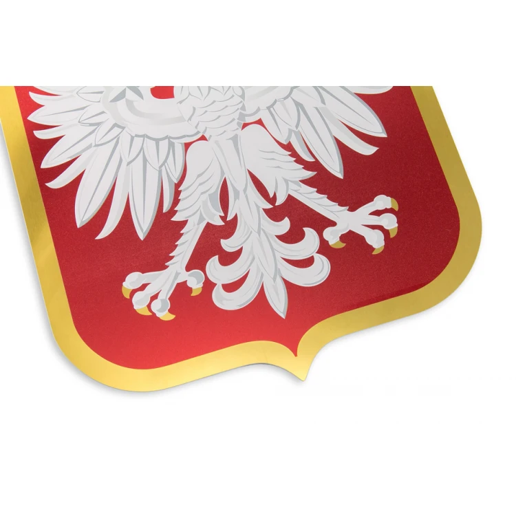 Godło Polski - złote aluminium z nadrukiem UV - wym: 200x238mm - DEK018