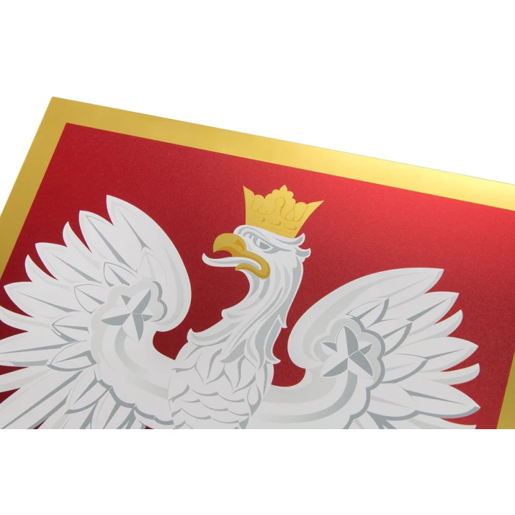 Godło Polski - złote aluminium z nadrukiem UV - wym: 200x238mm - DEK018