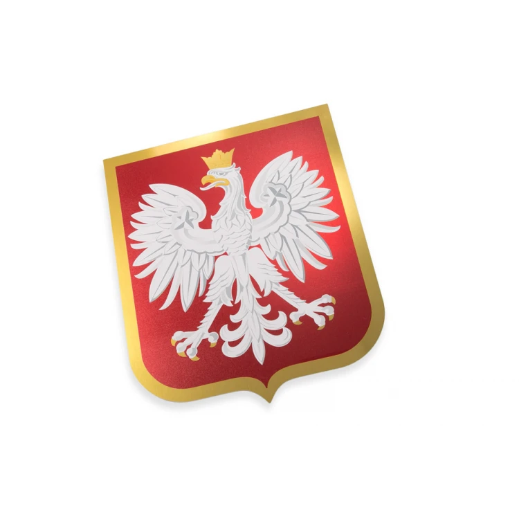 Godło Polski - złote aluminium z nadrukiem UV - wym: 200x238mm - DEK018