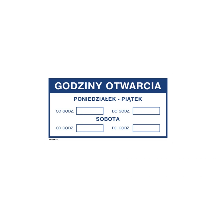 Godziny otwarcia - tabliczka do sklepu wym. 300x160mm - PVC - kolorowy druk UV - TAB195