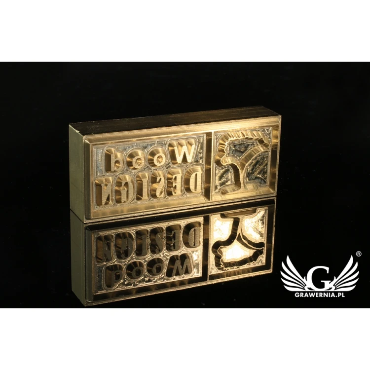 Gorący stempel do wyciskania logotypu na gorąco i zimno - wymiary matrycy: 60x22,3mm - CNC