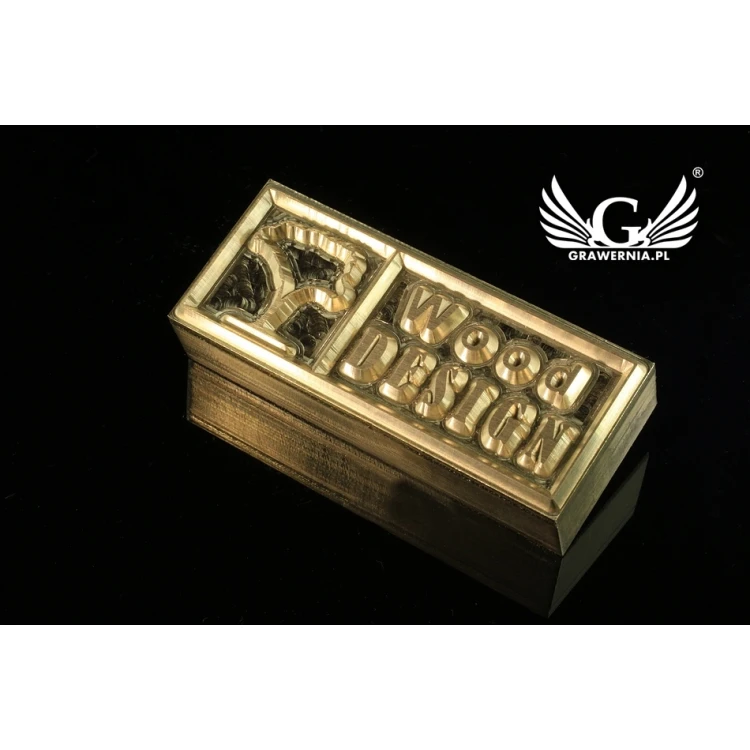 Gorący stempel do wyciskania logotypu na gorąco i zimno - wymiary matrycy: 60x22,3mm - CNC