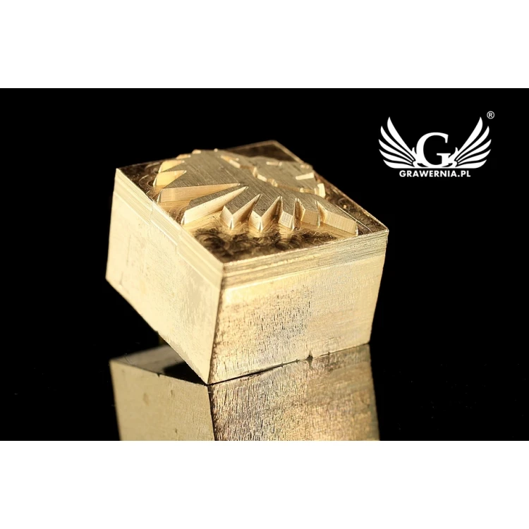 Gorący stempel do wyciskania logotypu na gorąco i zimno - wymiary matrycy: 20x22mm - CNC