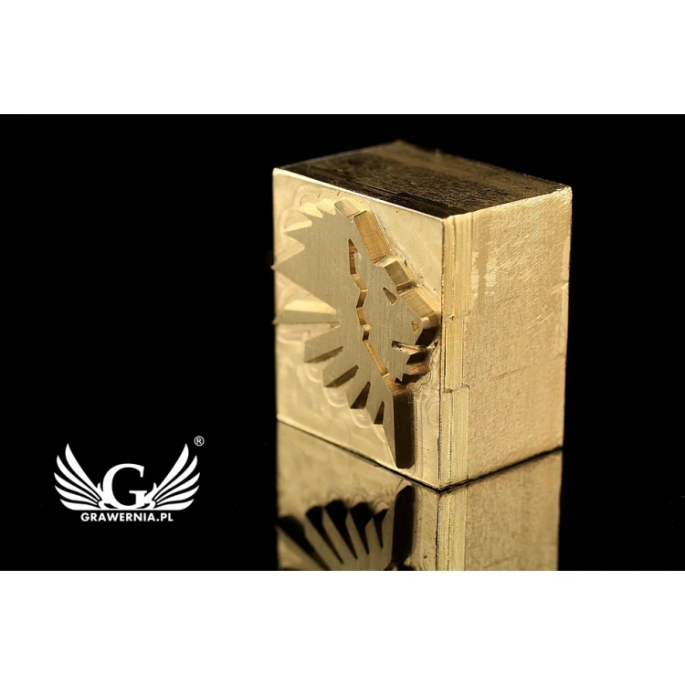 Gorący stempel do wyciskania logotypu na gorąco i zimno - wymiary matrycy: 20x22mm - CNC