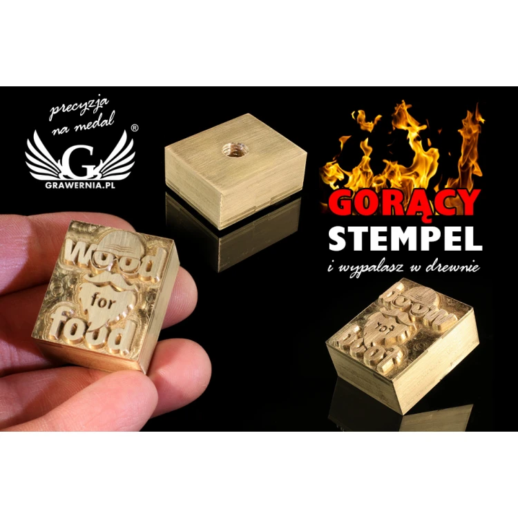 Gorący stempel do wyciskania logotypu na gorąco i zimno - wymiary matrycy: 26x32mm - CNC