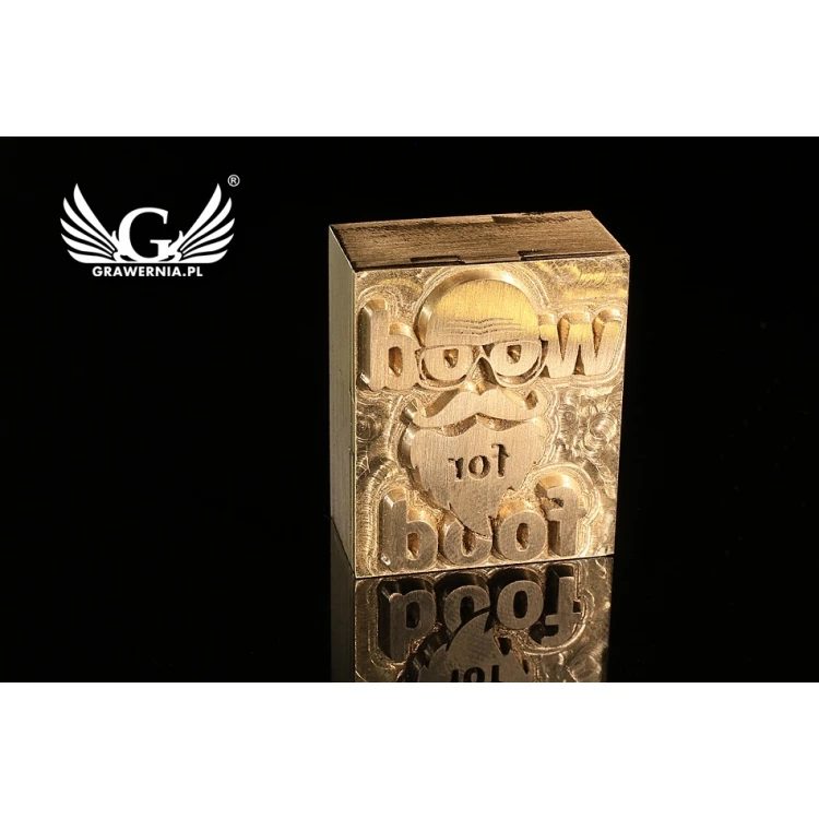 Gorący stempel do wyciskania logotypu na gorąco i zimno - wymiary matrycy: 26x32mm - CNC