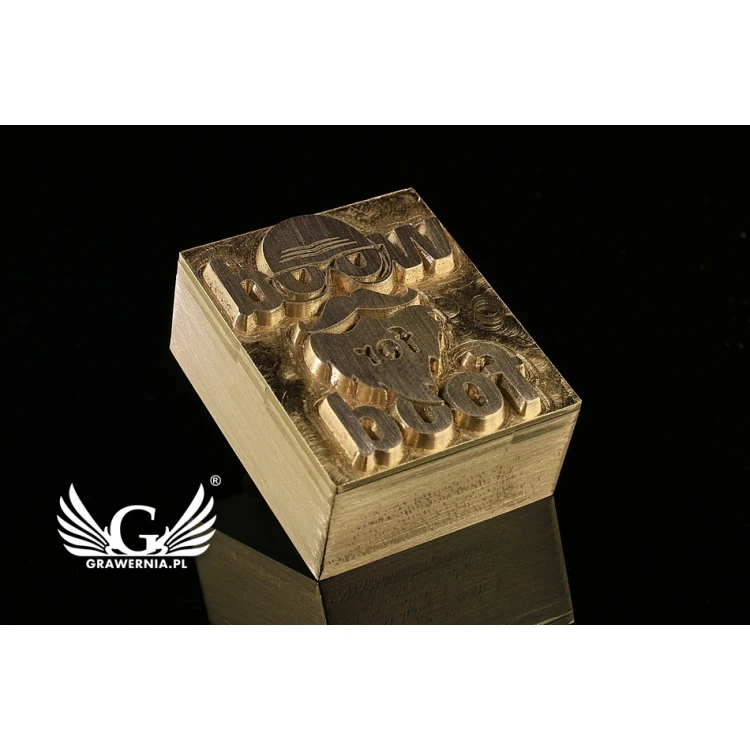 Gorący stempel do wyciskania logotypu na gorąco i zimno - wymiary matrycy: 26x32mm - CNC