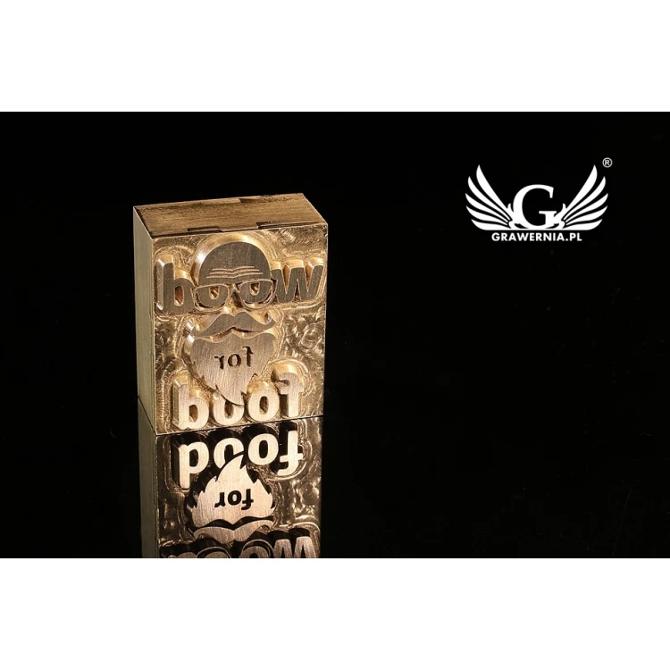 Gorący stempel do wyciskania logotypu na gorąco i zimno - wymiary matrycy: 26x32mm - CNC