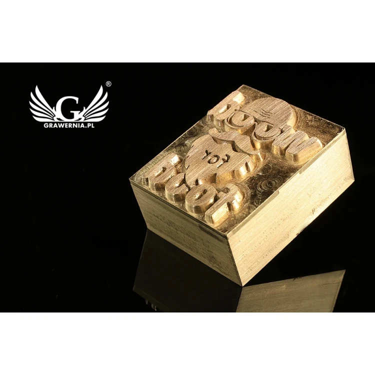 Gorący stempel do wyciskania logotypu na gorąco i zimno - wymiary matrycy: 26x32mm - CNC