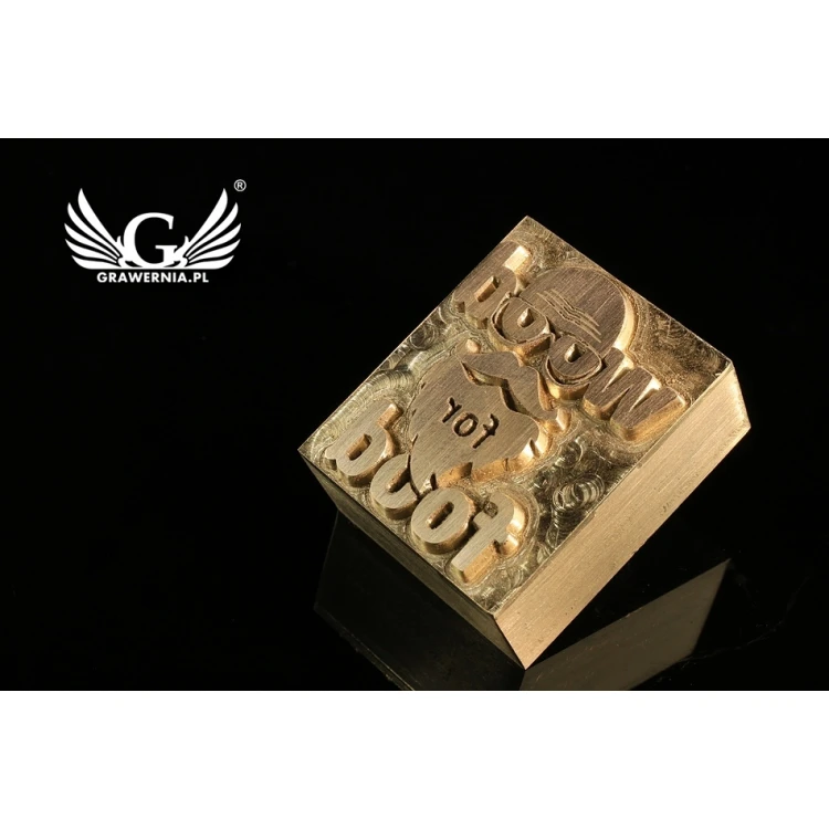 Gorący stempel do wyciskania logotypu na gorąco i zimno - wymiary matrycy: 26x32mm - CNC
