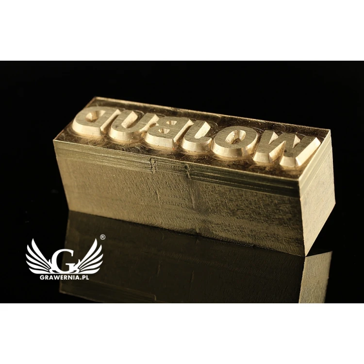 Gorący stempel do wyciskania logotypu na gorąco i zimno - wymiary matrycy: 41x13mm - CNC