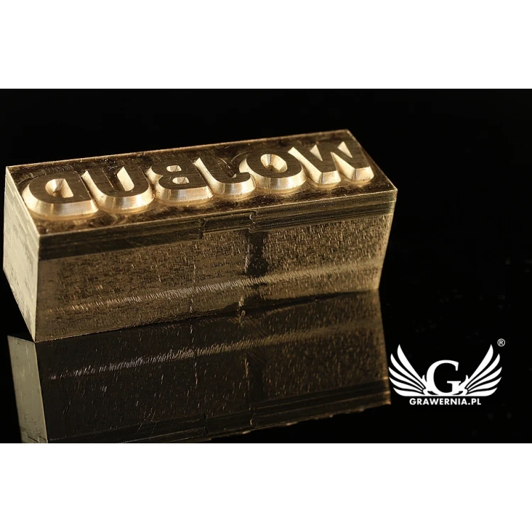 Gorący stempel do wyciskania logotypu na gorąco i zimno - wymiary matrycy: 41x13mm - CNC