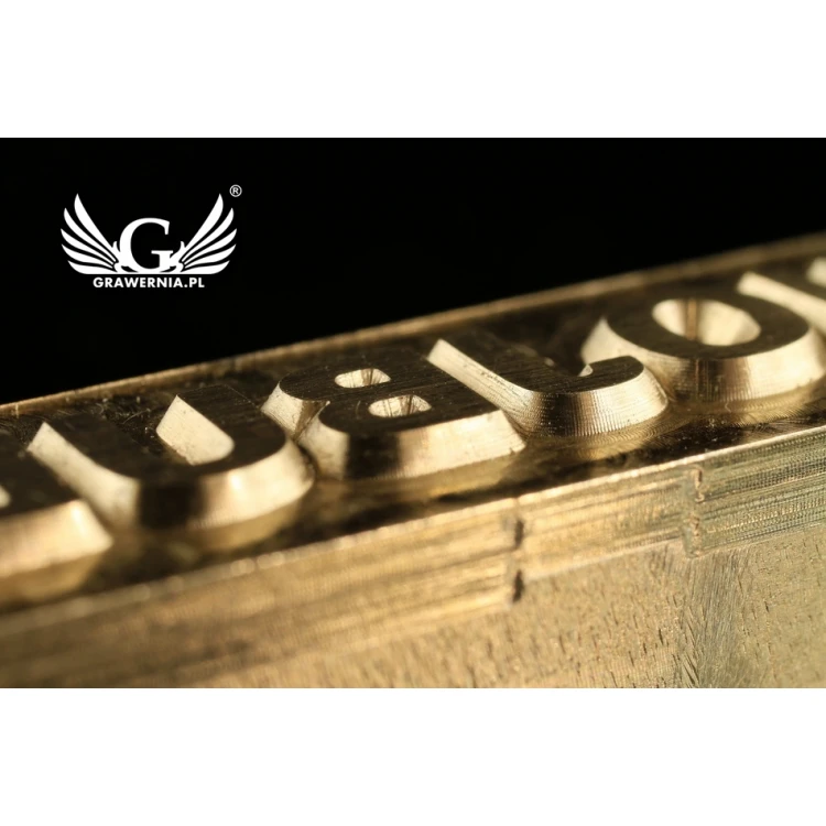 Gorący stempel do wyciskania logotypu na gorąco i zimno - wymiary matrycy: 41x13mm - CNC