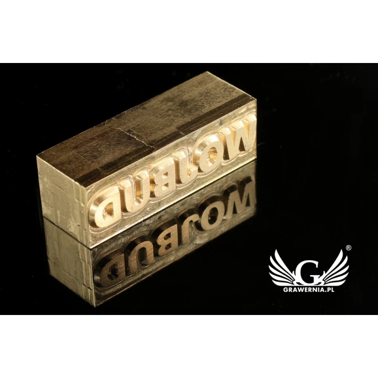 Gorący stempel do wyciskania logotypu na gorąco i zimno - wymiary matrycy: 41x13mm - CNC