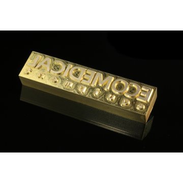 Gorący stempel do wyciskania logotypu na gorąco i zimno - wymiary matrycy: 105x25mm - CNC