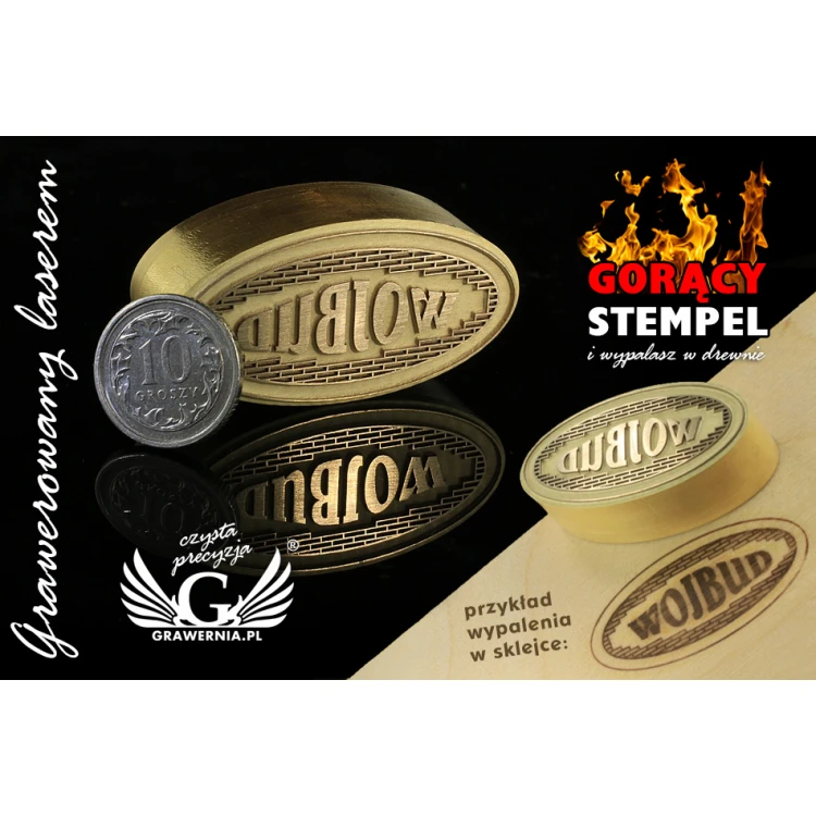GORĄCY STEMPEL do wypalania logotypu na gorąco i zimno - wymiary matrycy: 40x19,55mm - LASER