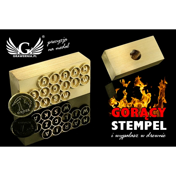 GORĄCY STEMPEL do wypalania logotypu na gorąco i zimno - wymiary matrycy: 47x23mm - CNC
