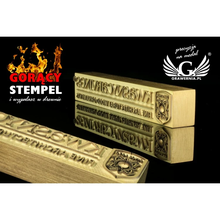 GORĄCY STEMPEL do wypalania logotypu na gorąco - wymiary matrycy: 106x17,5mm - LASER