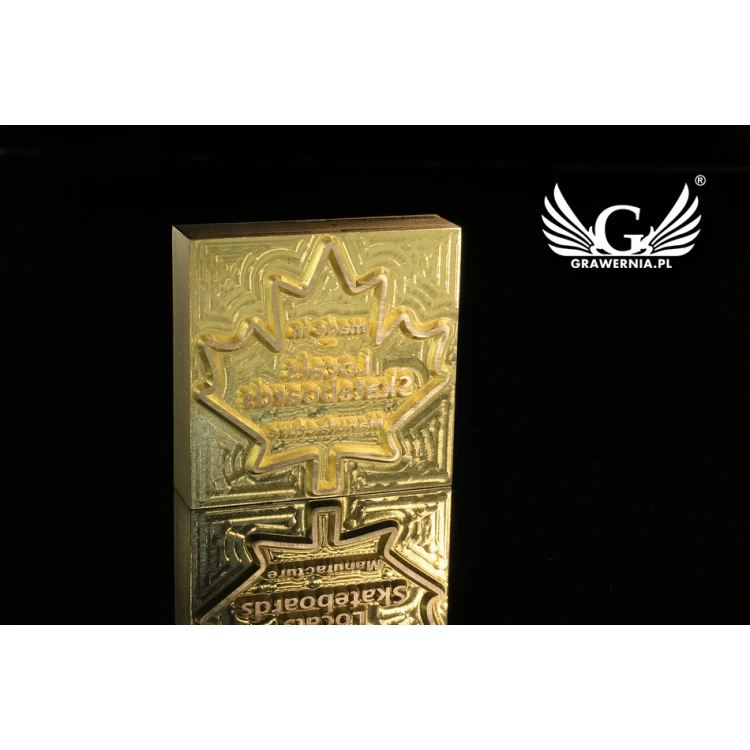 Gorący stempel do wyciskania logotypu na gorąco i zimno - wymiary matrycy: 52x51mm - CNC