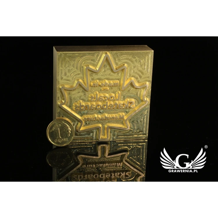 Gorący stempel do wyciskania logotypu na gorąco i zimno - wymiary matrycy: 52x51mm - CNC