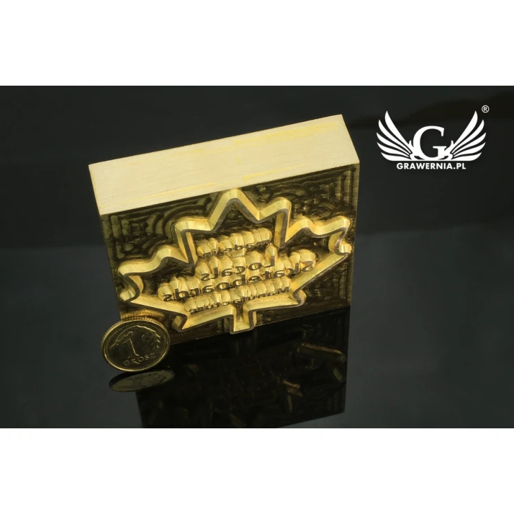 Gorący stempel do wyciskania logotypu na gorąco i zimno - wymiary matrycy: 52x51mm - CNC