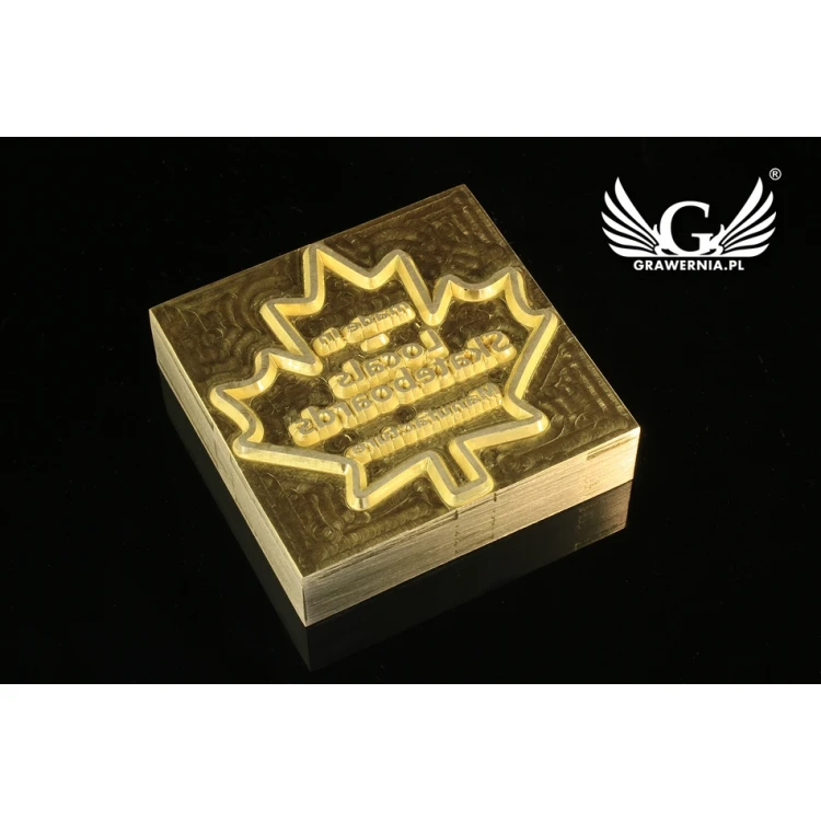 Gorący stempel do wyciskania logotypu na gorąco i zimno - wymiary matrycy: 52x51mm - CNC