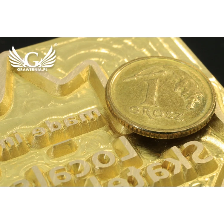 Gorący stempel do wyciskania logotypu na gorąco i zimno - wymiary matrycy: 52x51mm - CNC