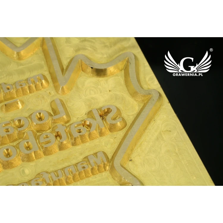 Gorący stempel do wyciskania logotypu na gorąco i zimno - wymiary matrycy: 52x51mm - CNC