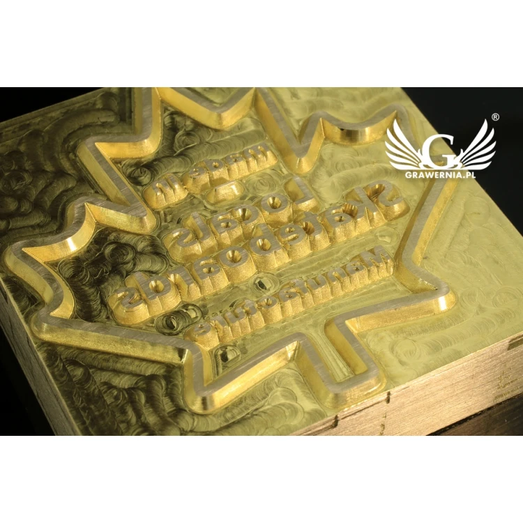 Gorący stempel do wyciskania logotypu na gorąco i zimno - wymiary matrycy: 52x51mm - CNC