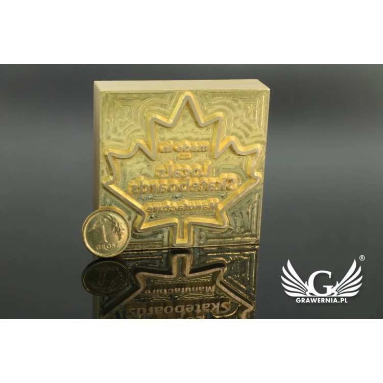 Gorący stempel do wyciskania logotypu na gorąco i zimno - wymiary matrycy: 52x51mm - CNC