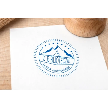 Stempel Ex Libris do odbijania w tuszu - Góry 2 - średnica gryfu 40mm - EX003