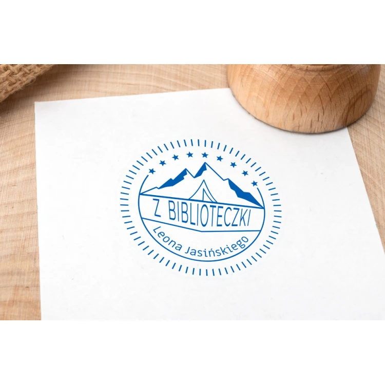 Stempel Ex Libris do odbijania w tuszu - Góry 2 - średnica gryfu 40mm - EX003