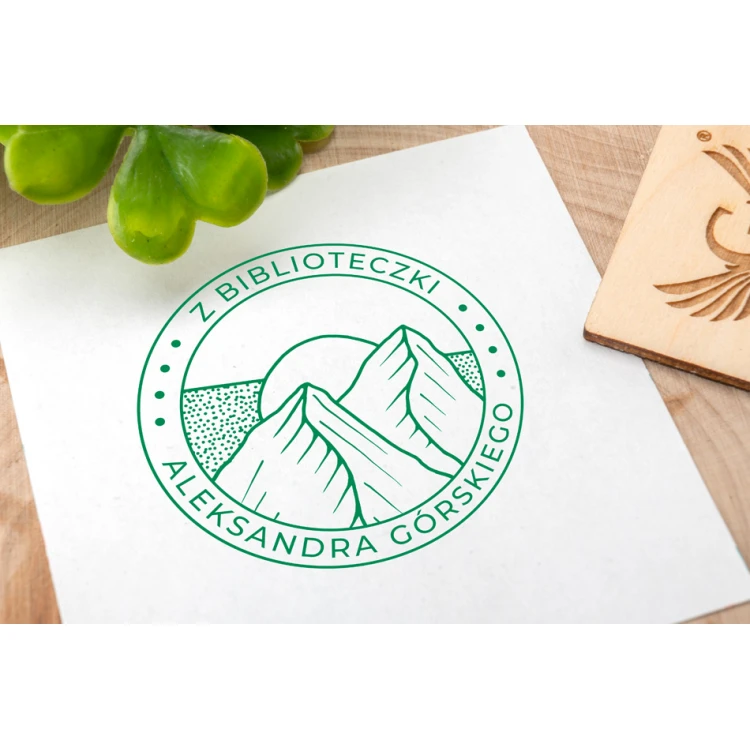 Stempel Ex Libris do odbijania w tuszu - Góry 3 - średnica gryfu 50mm - EX007