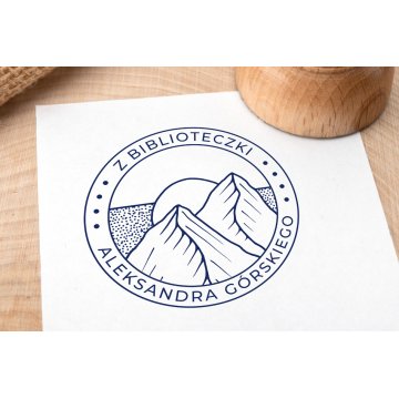 Stempel Ex Libris do odbijania w tuszu - Góry 3 - średnica gryfu 50mm - EX007