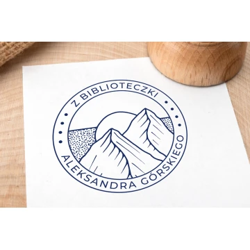 Stempel Ex Libris do odbijania w tuszu - Góry 3 - średnica gryfu 50mm - EX007