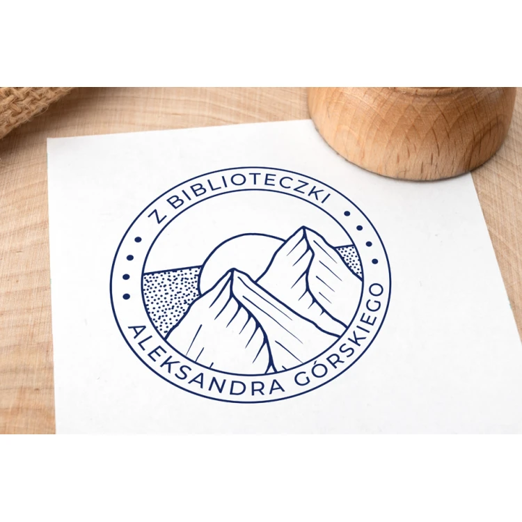 Stempel Ex Libris do odbijania w tuszu - Góry 3 - średnica gryfu 50mm - EX007