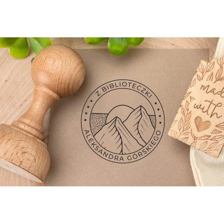 Stempel Ex Libris do odbijania w tuszu - Góry 3 - średnica gryfu 50mm - EX007