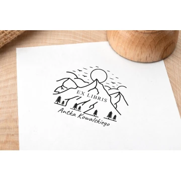 Stempel Ex Libris do odbijania w tuszu - Góry - średnica gryfu 40mm - EX002