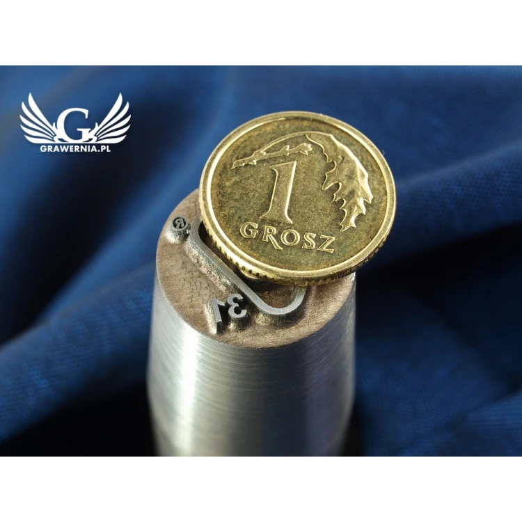 Grawerowanie stempla stalowego - grawer wypukły - średnica 15mm