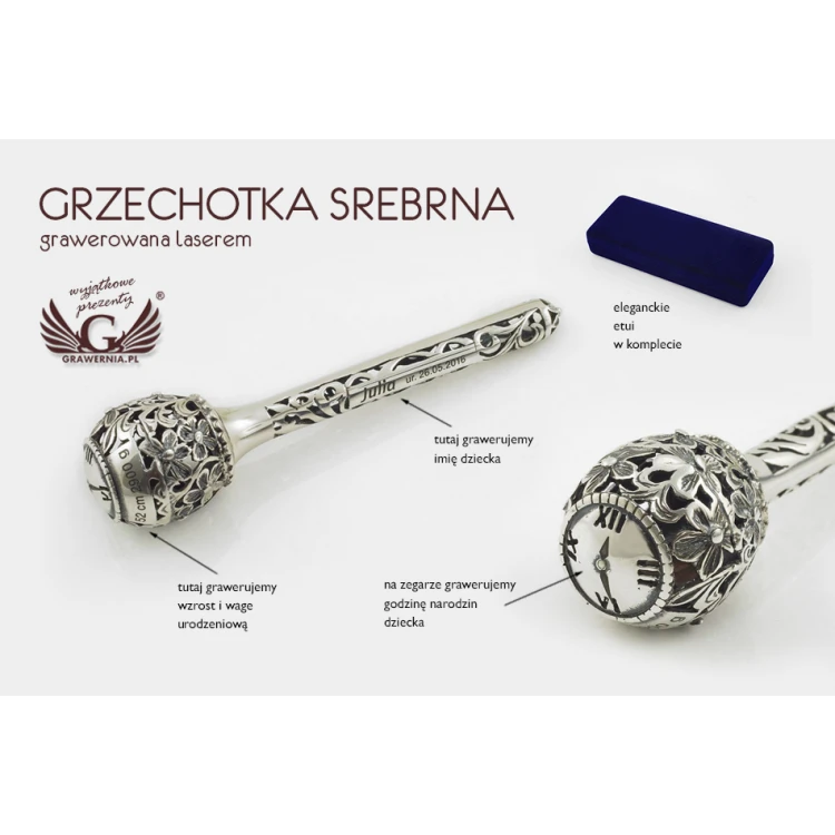 GRZECHOTKA BERŁO - SREBRO - Pamiątka Chrztu Świętego - wzór SRB019