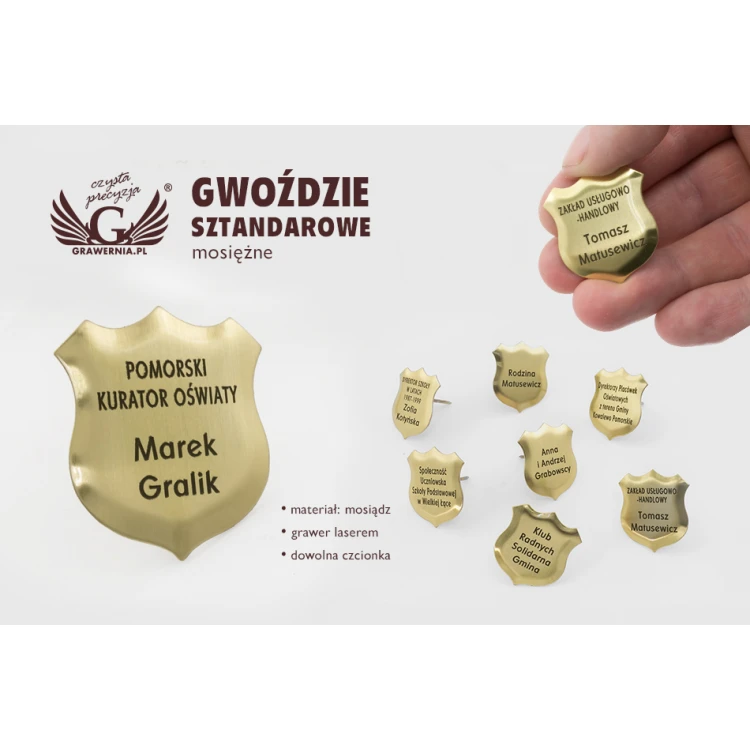 GWOŹDZIE SZTANDAROWE - mosiężne