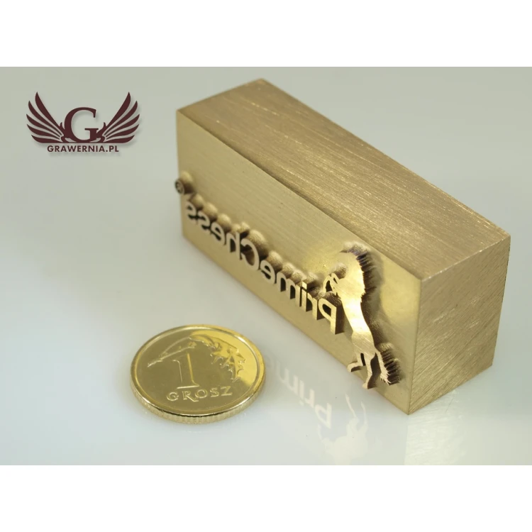 HOTSTAMP - Matryca / Pieczęć do wyciskania logotypu w drewnie na gorąco - wymiary matrycy: 43x19mm