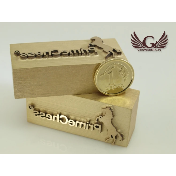 HOTSTAMP - Matryca / Pieczęć do wyciskania logotypu w drewnie na gorąco - wymiary matrycy: 43x19mm