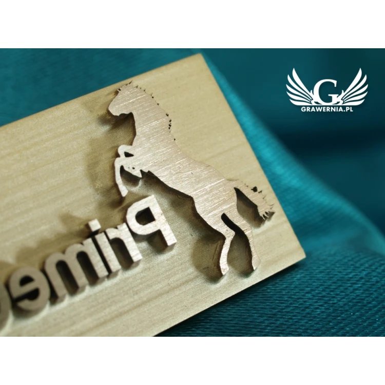 HOTSTAMP - Matryca / Pieczęć do wyciskania logotypu w drewnie na gorąco - wymiary matrycy: 43x19mm