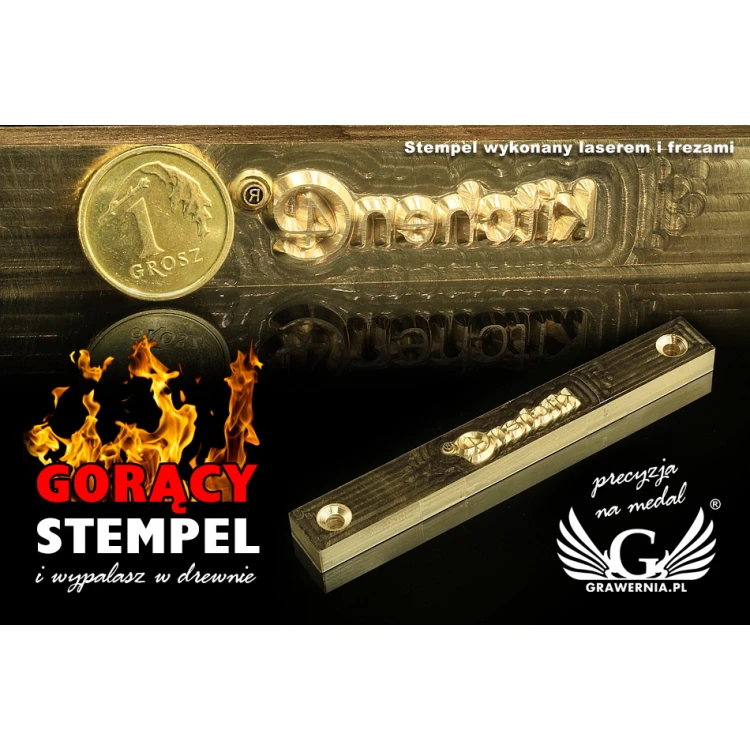 HOTSTAMP - Matryca / Pieczęć do wyciskania logotypu na gorąco i zimno - wymiary matrycy: 120x15mm - CNC i LASER
