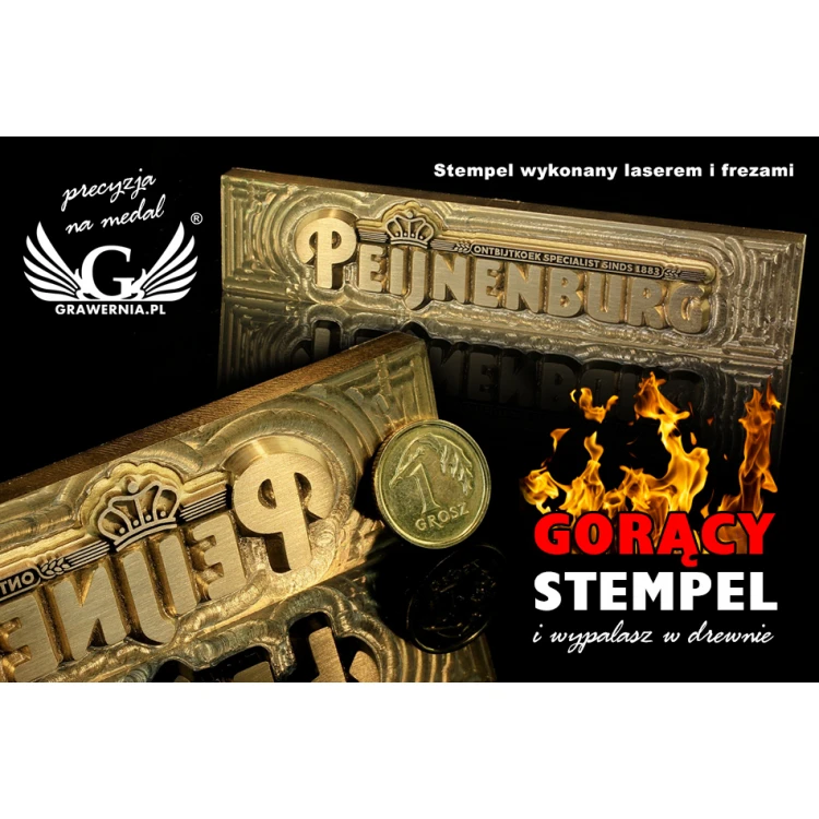 HOTSTAMP - Matryca / Pieczęć do wyciskania logotypu na gorąco i zimno - wymiary matrycy: 113x24mm - CNC i LASER